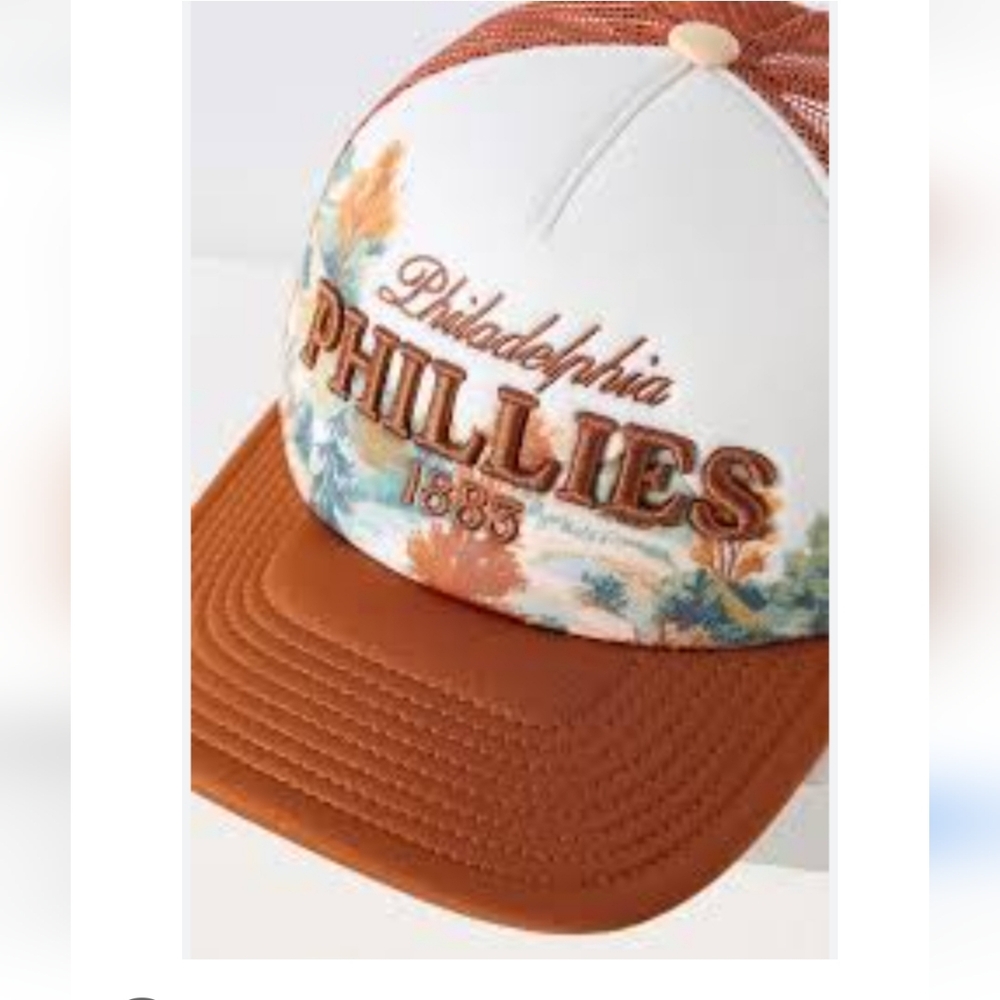 Anthropologie Mitchell & Ness PHILLIES MLB Landscape Trucker Hat, NWT